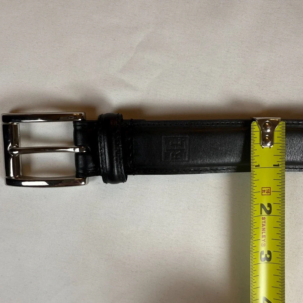 Vintage Lauren Ralph Lauren‎ Mens Leather Belt Black Size 42/105 Embossed Logo